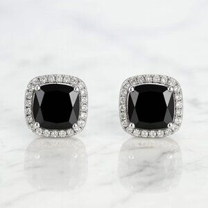 “Megg” Black Sapphire Pave Stud Earrings